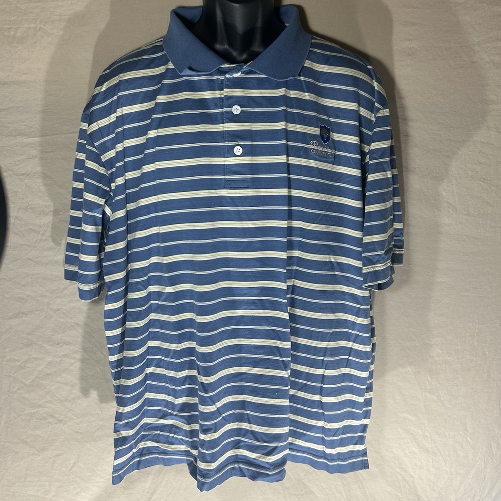 Gian Caro Mens XXL‎ Golf Polo Shirt Bardstown Country Club Blue Striped Cotton
